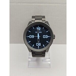 Nixon The Corporal Watch 48mm Gunmetal Blue Crystal 100M Quartz New Battery Mens